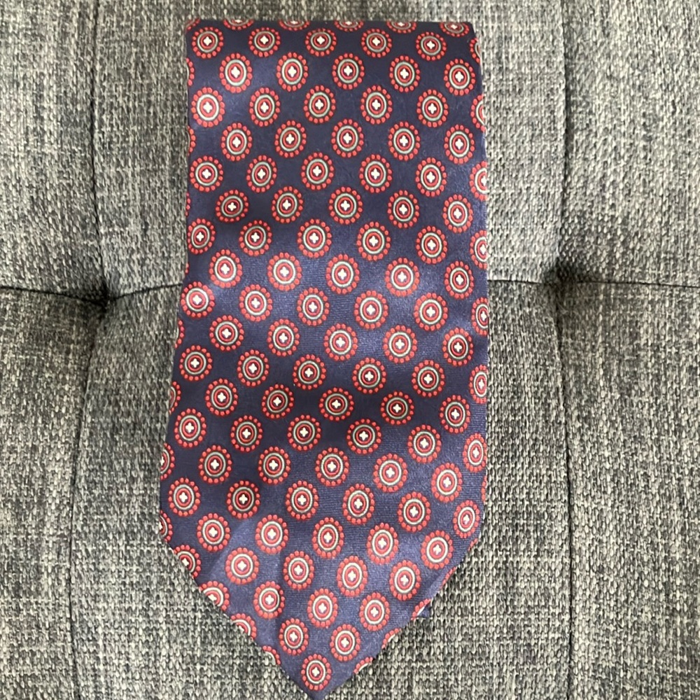 3/$18 Vintage Bloomingdale’s silk tie Red Blue, Green Silk Tie